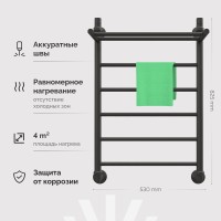 Полотенцесушитель водяной EWRIKA Сафо FP 80х50 с полкой, черный матовый