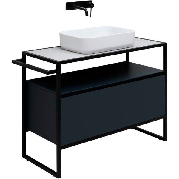 Тумба под раковину со столешницей Allen Brau Priority 100 напольная, антрацит матовый, столешница бежевая