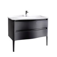 Тумба с раковиной Belux Анжело Н 110-02 напольная, глянцевая черная