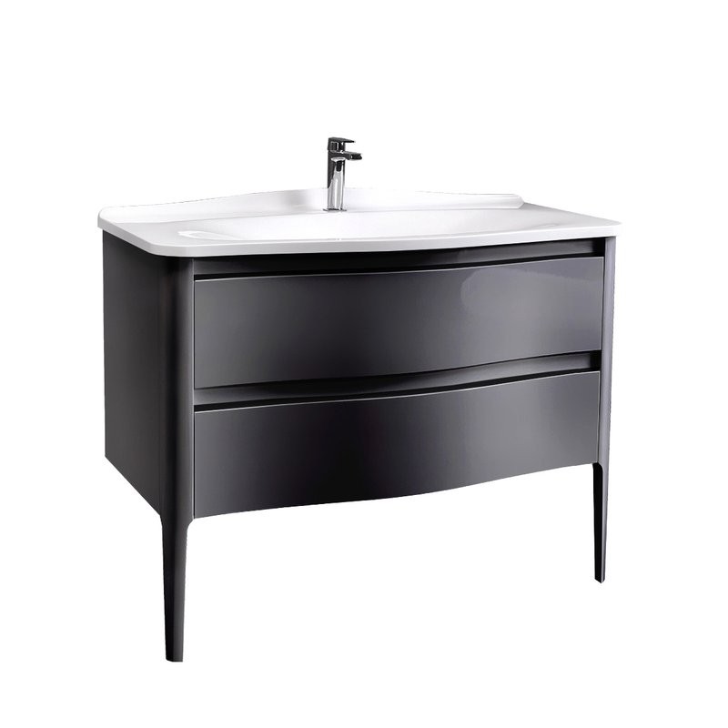 Тумба с раковиной Belux Анжело Н 110-02 напольная, глянцевая черная