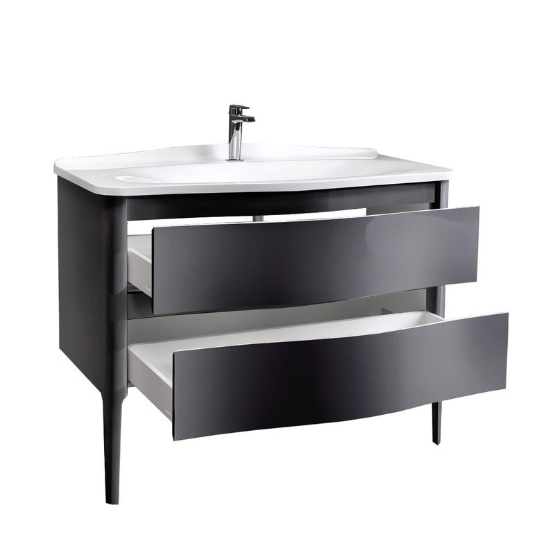 Тумба с раковиной Belux Анжело Н 110-02 напольная, глянцевая черная