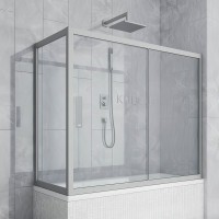Шторка на ванну Kubele DE019 PR-CLN-MT 150х90 см, профиль матовый хром