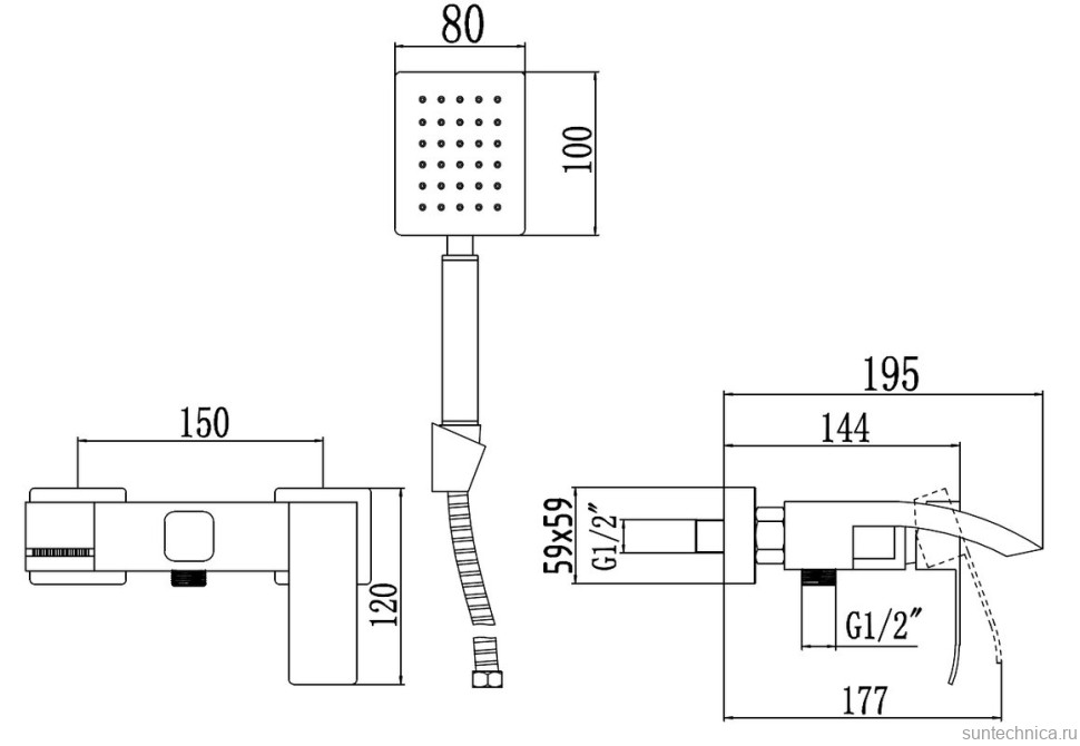Смеситель для ванны с душем Fmark FS8624H черный