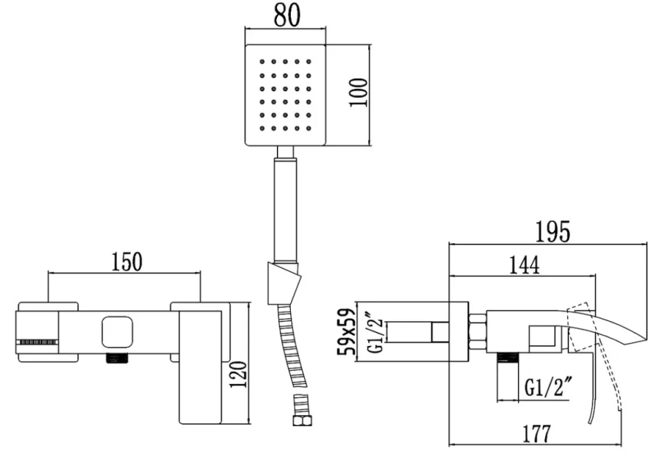 Смеситель для ванны с душем Fmark FS8624H черный