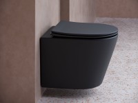 Комплект Унитаз подвесной Ceramicanova Balearica Rimless CN6000MB черный матовый + Инсталляция STWORKI + Кнопка 230823 хром матовый