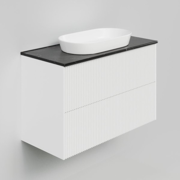 Тумба под раковину со столешницей La Fenice Terra Twin 100 подвесная, bianca, столешница черный мрамор