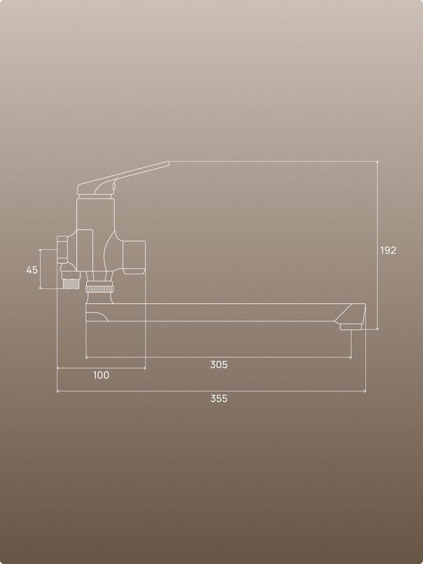 Смеситель с длинным изливом для ванны РМС PL7 PL7BL-006E черный