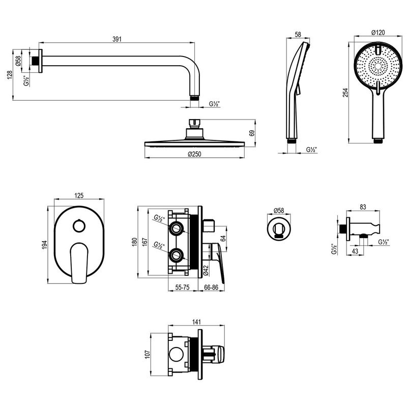 Смеситель для душа Lemark Verba LM11429C, встраиваемый