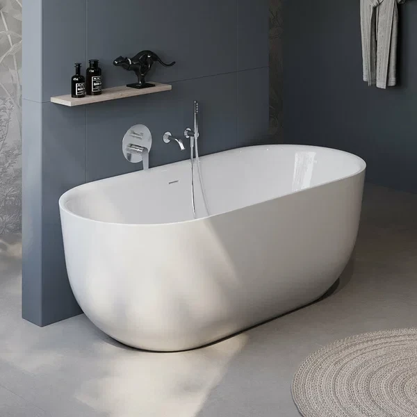 Акриловая ванна BelBagno BB706-1800-800 180x80 см, отдельностоящая, белая, овальная, со сливом-переливом, с донным клапаном