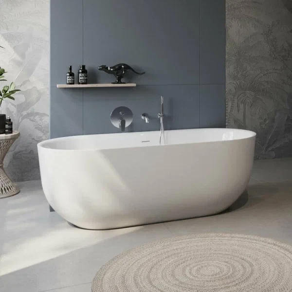 Акриловая ванна BelBagno BB706-1800-800 180x80 см, отдельностоящая, белая, овальная, со сливом-переливом, с донным клапаном