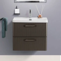 Мебель для ванной комнаты BelBagno Due 50 подвесная, 2 ящика, оружейная сталь