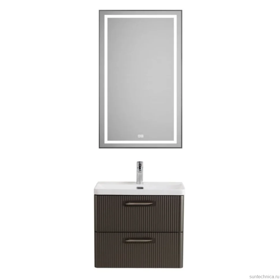 Мебель для ванной комнаты BelBagno Due 50 подвесная, 2 ящика, оружейная сталь
