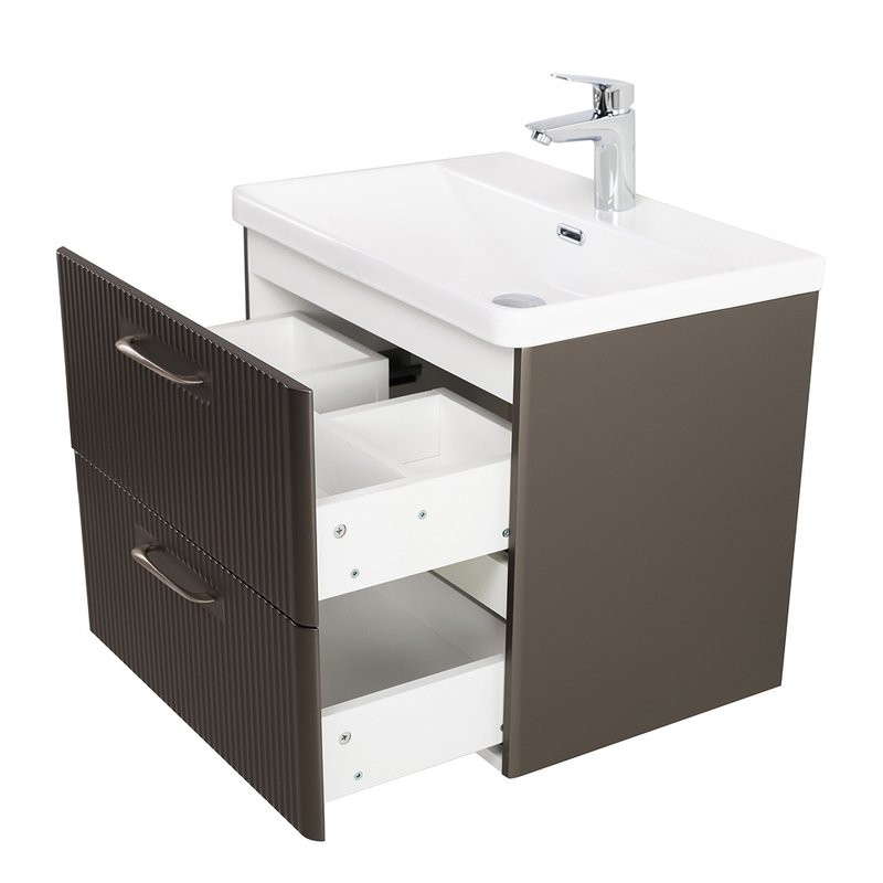 Мебель для ванной комнаты BelBagno Due 50 подвесная, 2 ящика, оружейная сталь