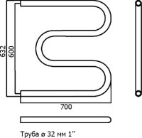 Полотенцесушитель водяной Terminus M-образный БШ 600x700 Полотенцесушитель водяной Terminus M-образный БШ 600x700
