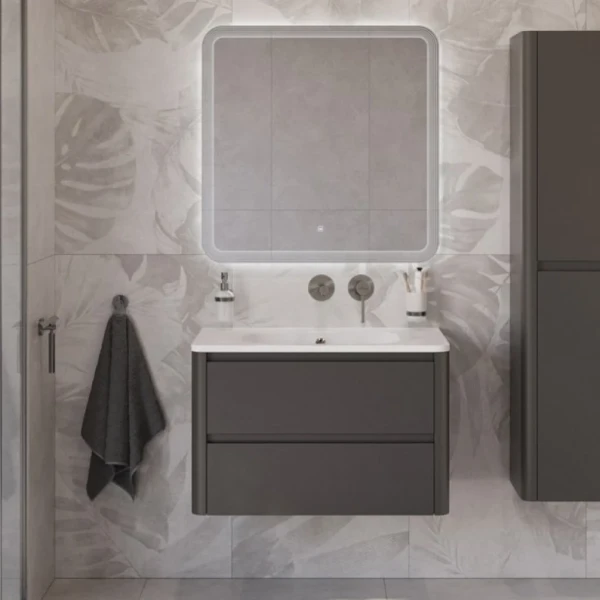 Мебель для ванной комнаты Cezares Relax 80 подвесная, 2 ящика, оружейная сталь