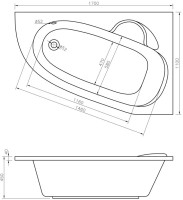 Акриловая ванна Lavinia Boho Bell Pro R 170x110 см, угловая, правая, встраиваемая, белая, асимметричная, с каркасом, с сиденьем