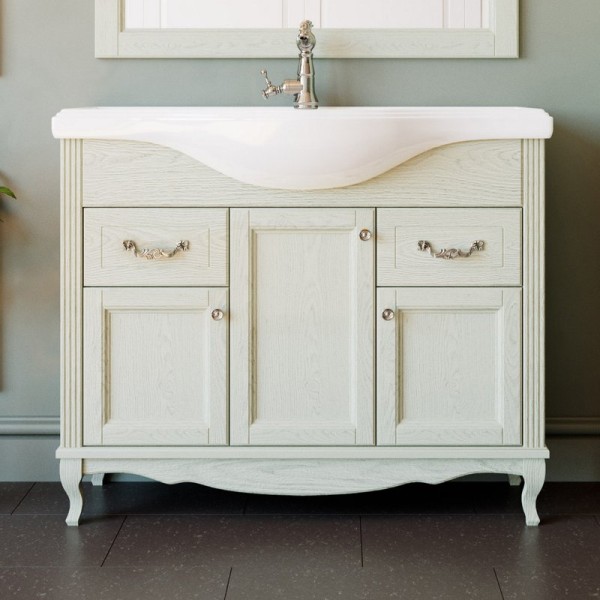 Тумба с раковиной ValenHouse Эллина 105 слоновая кость, фурнитура хром