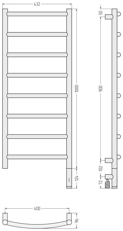 Полотенцесушитель электрический Сунержа Галант 3.1 051-6001-1040 110x45 см, подключение справа, состаренная латунь, лесенка