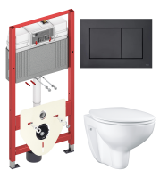 Комплект Унитаз подвесной Grohe Bau Ceramic 39351000 безободковый, альпин-белый + Инсталляция TECE Now 9400414 4 в 1 с кнопкой смыва