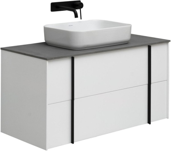 Тумба под раковину со столешницей Allen Brau Reality 100 подвесная, белый матовый, столешница графит структ
