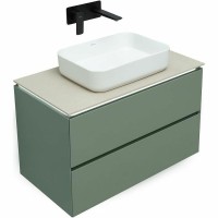 Тумба с раковиной Allen Brau Infinity 85 подвесная, олива матовый, столешница бежевый структ