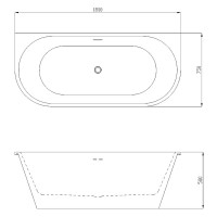 Ванна акриловая Azario ELCON 1800x750x580 пристенная, в комплекте с сифоном и металлической рамой (ELC18075)