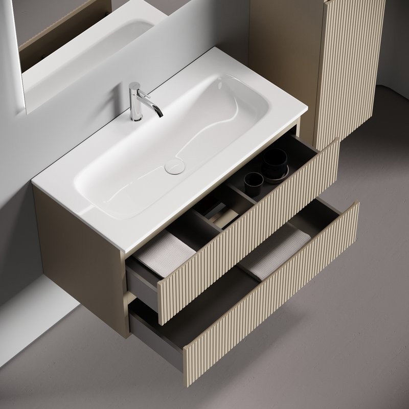 Мебель для ванной комнаты Sancos Snob T 90 подвесная, beige soft, раковина СN7019