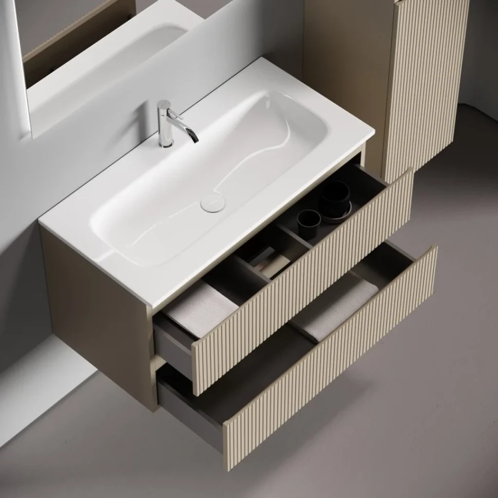 Мебель для ванной комнаты Sancos Snob T 90 подвесная, beige soft, раковина СN7019