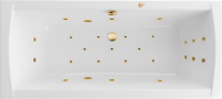 Акриловая ванна Excellent Aquaria Lux Slim Ultra 180x80 см, встраиваемая, с гидромассажем, белая, с каркасом, со сливом-переливом, фурнитура золото