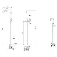 Напольный смеситель для ванны с душем Splendy Passion PA203H1K229CR С ВНУТРЕННЕЙ ЧАСТЬЮ, хром