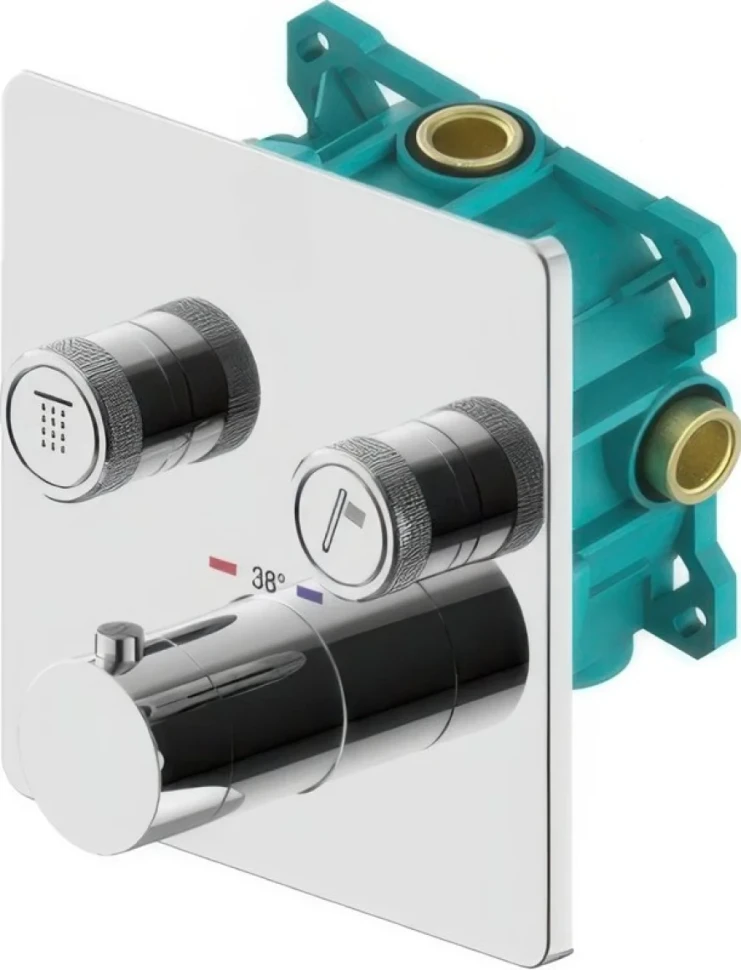 Термостатический смеситель встраиваемый Plumberia Selection PSBOX KITPSB2902CR С ВНУТРЕННЕЙ ЧАСТЬЮ, хром