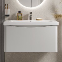 Тумба под раковину без столешницы Vigo Glem 80 подвесная, 1 ящик, глянцевая белая