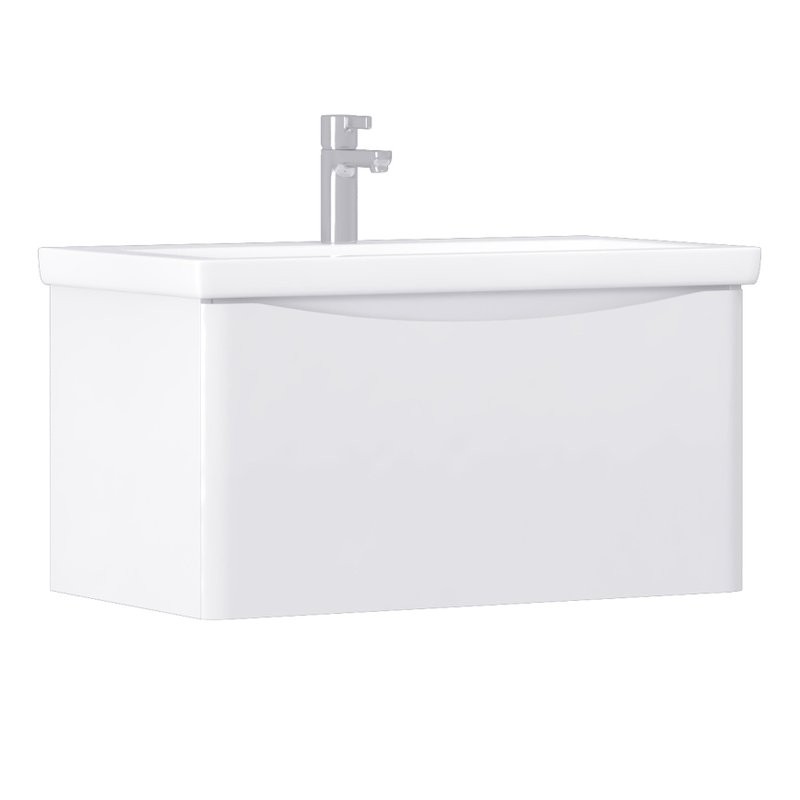 Тумба под раковину без столешницы Vigo Glem 80 подвесная, 1 ящик, глянцевая белая