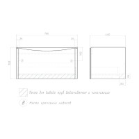 Тумба под раковину без столешницы Vigo Glem 80 подвесная, 1 ящик, глянцевая белая