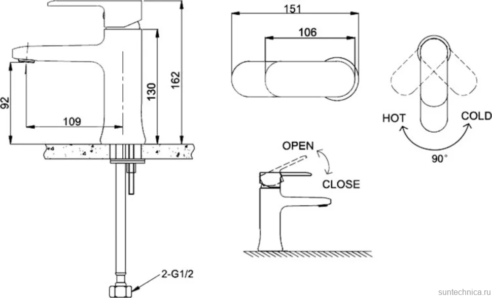 Смеситель для раковины Bravat Opal F1125183CP