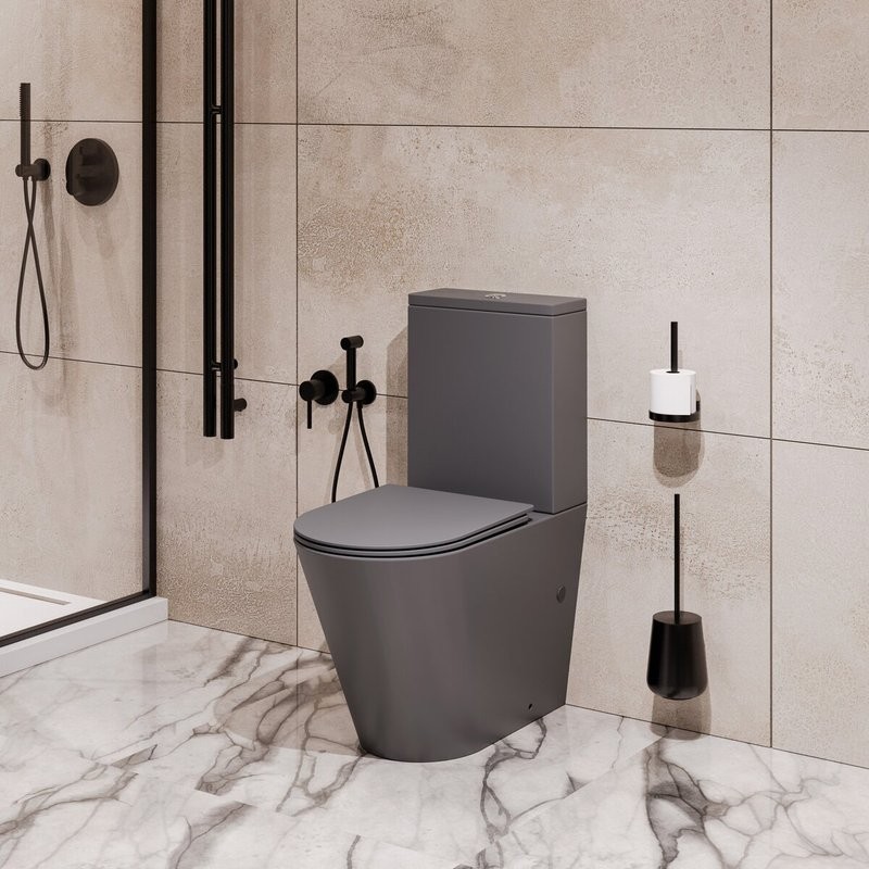 Унитаз-компакт напольный Grossman GR-4458GMSQ с микролифтом, серый матовый