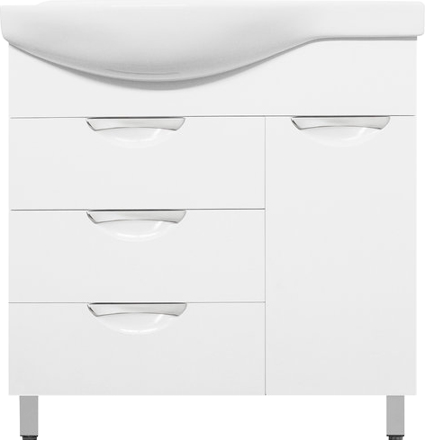 Тумба с раковиной Style Line Жасмин 82 R белая, с бельевой корзиной