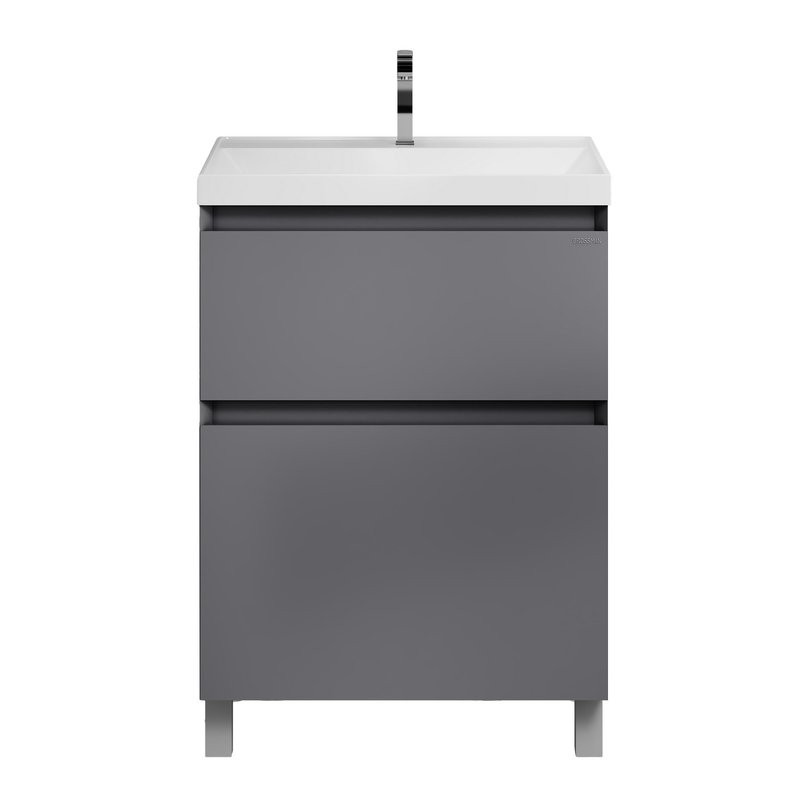 Тумба с раковиной Grossman Меркадо 60 напольная, матовый графит
