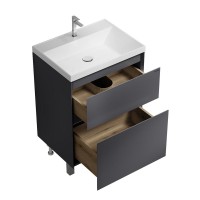 Тумба с раковиной Grossman Меркадо 60 напольная, матовый графит