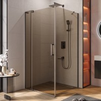 Душевой уголок Cezares Slider AH 1 100-100/110 BR GM профиль оружейная сталь, стекло бронза