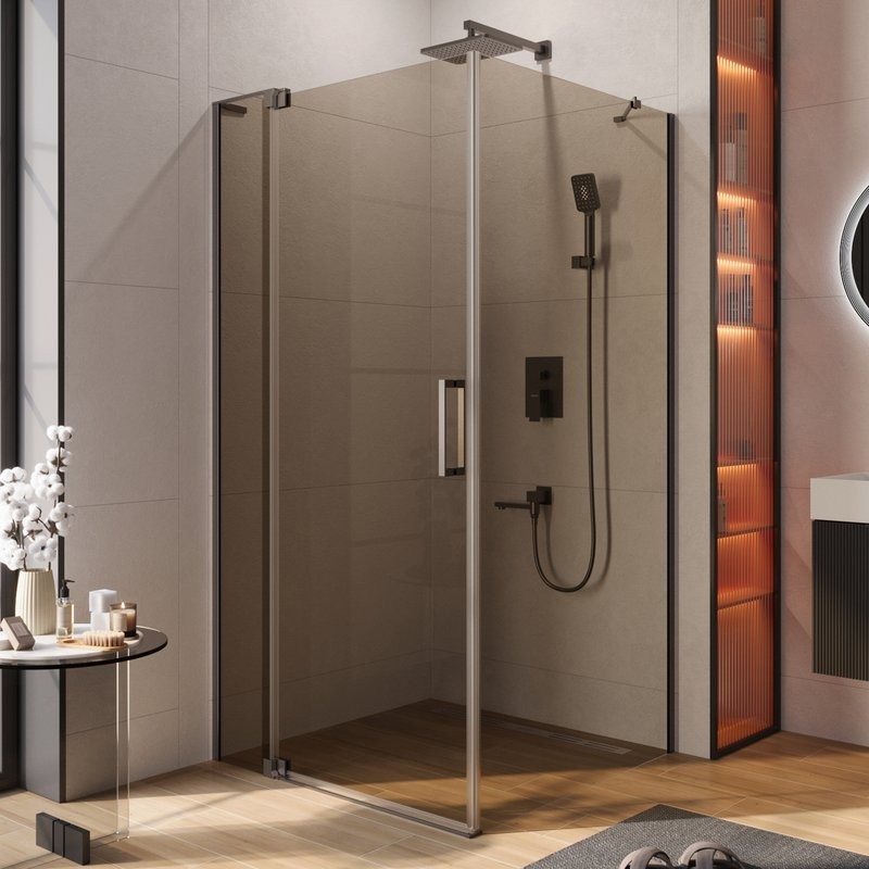 Душевой уголок Cezares Slider AH 1 100-100/110 BR GM профиль оружейная сталь, стекло бронза