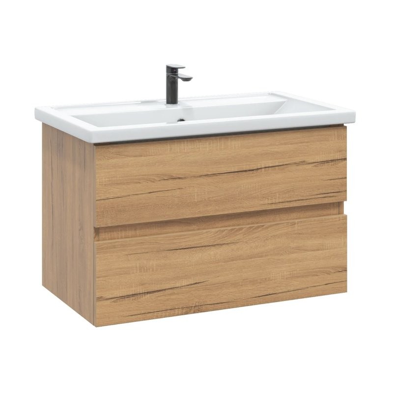 Тумба с раковиной SanStar Lavanti 70 подвесная, дуб вотан, раковина Фостер