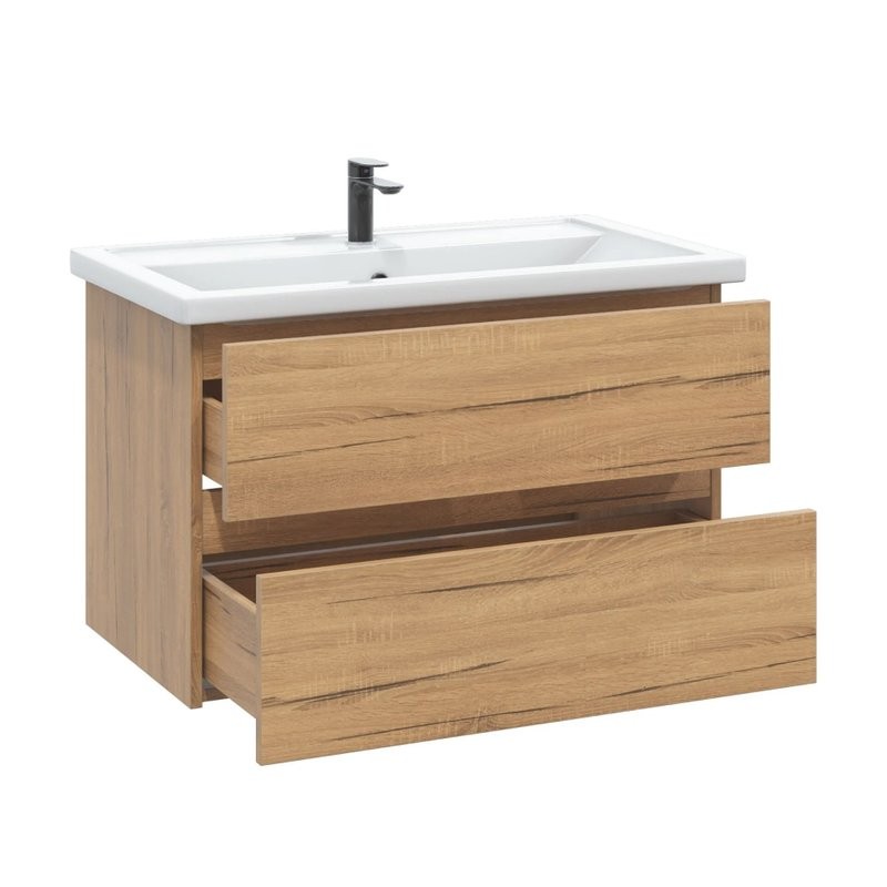 Тумба с раковиной SanStar Lavanti 70 подвесная, дуб вотан, раковина Фостер