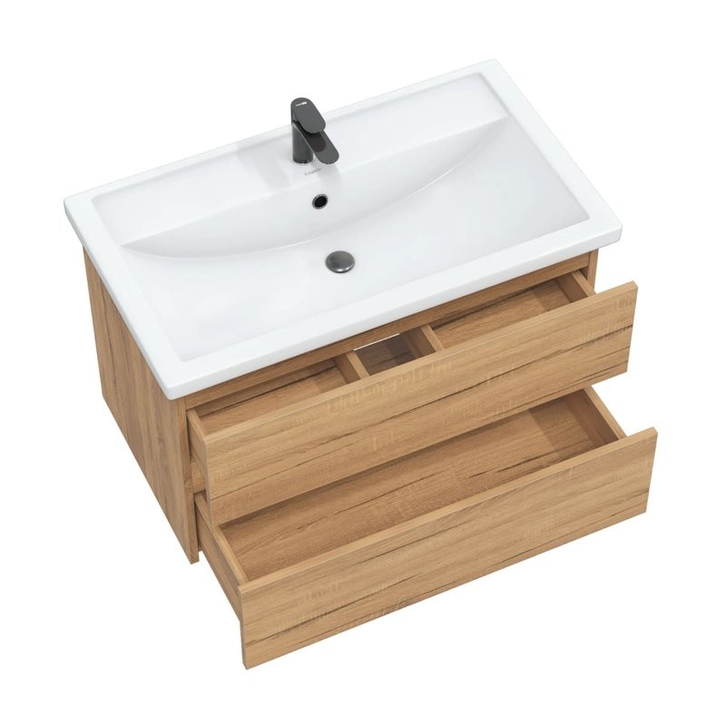 Тумба с раковиной SanStar Lavanti 70 подвесная, дуб вотан, раковина Фостер