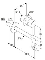 Смеситель для раковины Kludi Nova Fonte Pura 20244N015 С ВНУТРЕННЕЙ ЧАСТЬЮ,  брашированное золото PVD