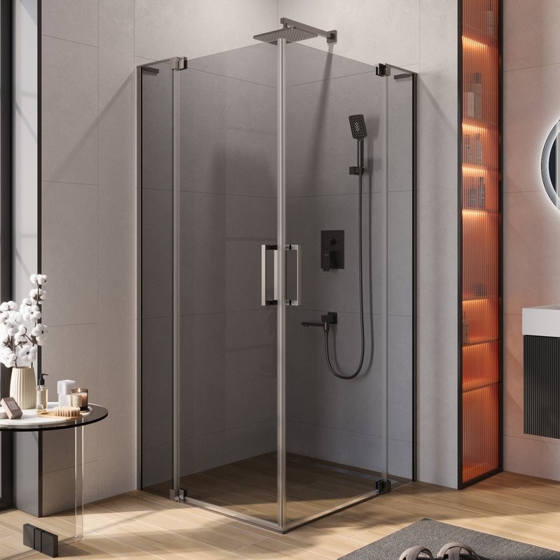 Душевой уголок Cezares Slider AH 2 80/90-90/100 GRIGIO GM профиль оружейная сталь, стекло серое