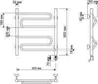 Полотенцесушитель электрический Secado Валенсия 1 65x55 см, подключение справа, бронза, лесенка, латунь
