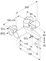 Смеситель для ванны с душем Kludi Bozz 38691N576 брашированный никель PVD Смеситель для ванны с душем Kludi Bozz 38691N576 брашированный никель PVD