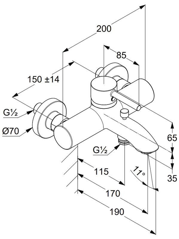 Смеситель для ванны с душем Kludi Bozz 38691N576 брашированный никель PVD