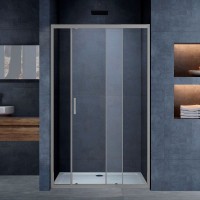 Душевая дверь в нишу Vincea Alpha VDS-3AL110CLGM 110 см, профиль вороненая сталь, стекло прозрачное
